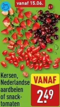 Aanbieding: Kersen, Nederlandse aardbeien of snacktomaten