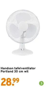 Aanbieding: Handson tafelventilator Portland wit