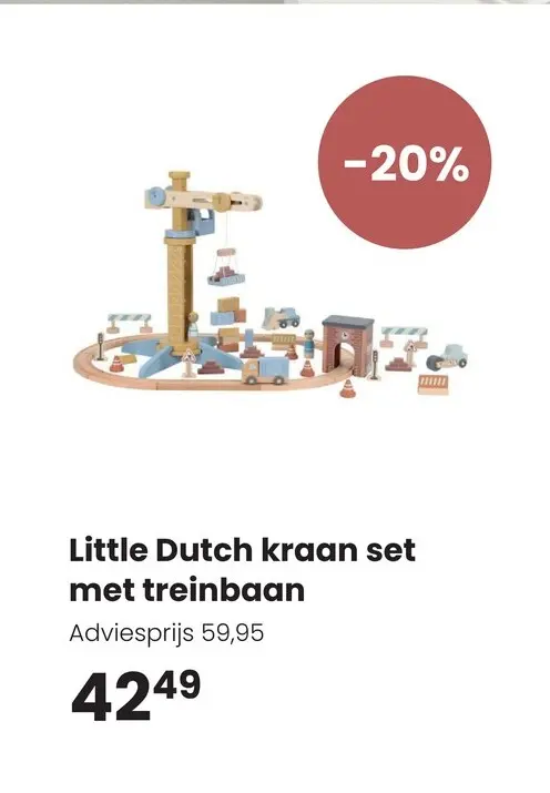 Aanbieding: Little Dutch kraan set met treinbaan