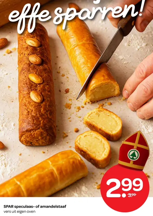 Aanbieding: SPAR speculaas- of amandelstaaf