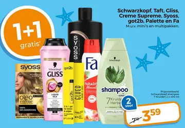 Aanbieding: Schwarzkopf, Taft, Gliss, Creme Supreme, Syoss, got2b, Palette en Fa