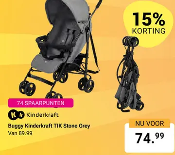 Aanbieding: Buggy Kinderkraft TIK Stone Grey