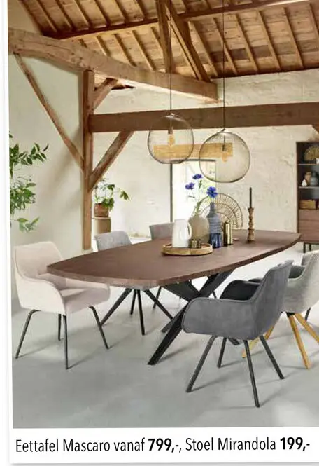 Aanbieding: Eettafel Mascaro, Stoel Mirandola