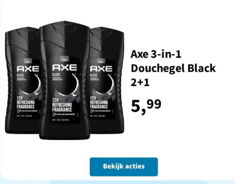 Promotie: Axe 3-in-1 Douchegel Black