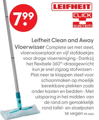 Aanbieding: Leifheit clean and away vloerwisser S
