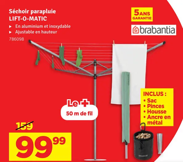 Offre: Séchoir parapluie LIFT-O-MATIC