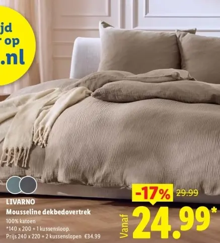 Aanbieding: LIVARNO Mousseline dekbedovertrek