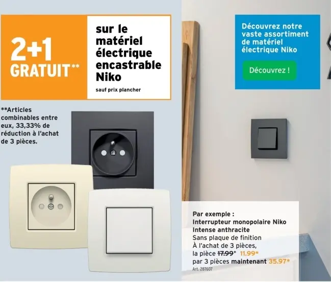 Offre: Interrupteur monopolaire Niko