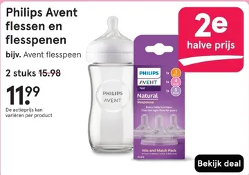 Aanbieding: Philips Avent flessen en flesspenen