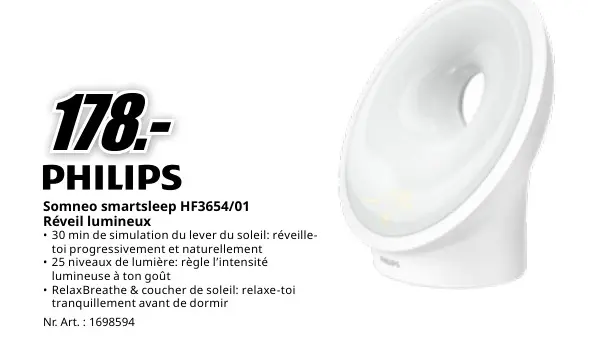 Offre: Somneo smartsleep HF3654/01 Réveil lumineux