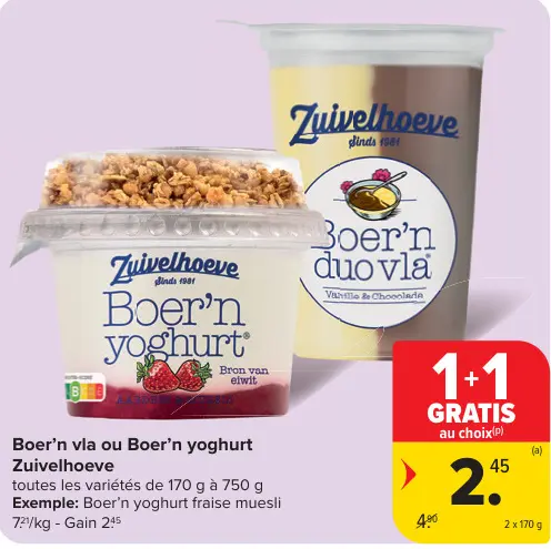Offre: Boer'n vla ou Boer'n yoghurt