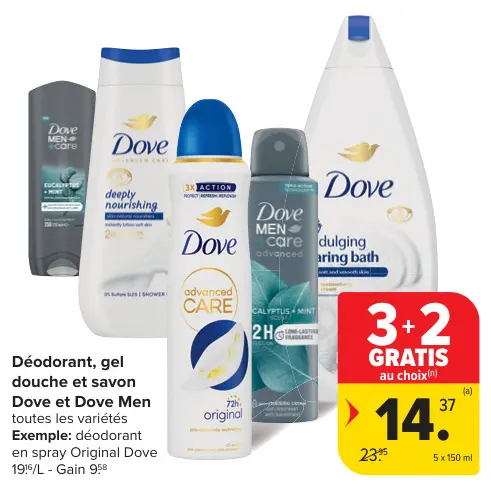 Offre: Déodorant, gel douche et savon