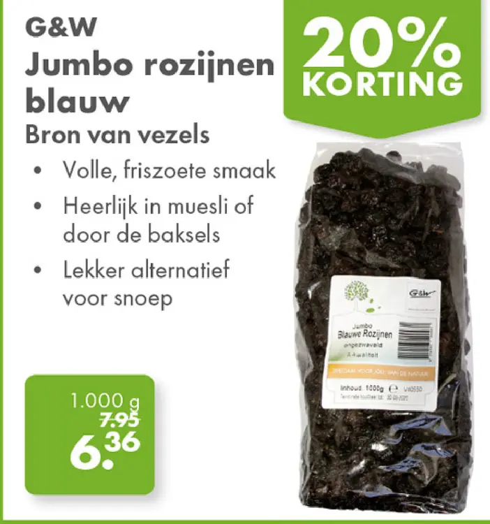 Aanbieding: Jumbo rozijnen blauw