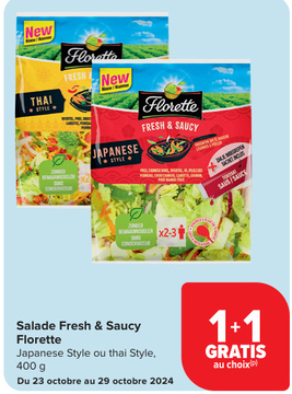 Offre: Salade Fresh & Saucy Florette 1+1 GRATIS au choix