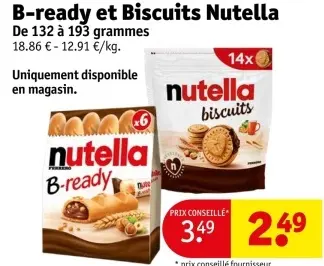 Offre: B-ready et Biscuits Nutella