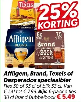Aanbieding: Affligem, Brand, Texels of Desperados speciaalbier