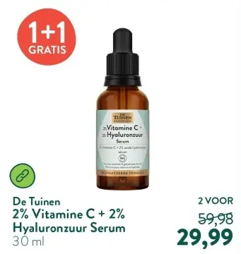 Aanbieding: 2% Vitamine C + 2% Hyaluronzuur Serum
