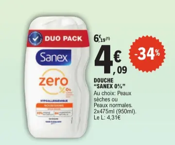 Offre: DOUCHE "SANEX 0%"