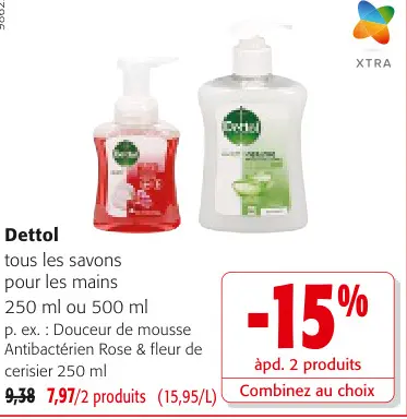 Offre: Dettol tous les savons pour les mains