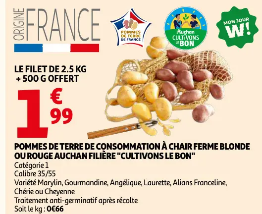 Promotie: Pommes de terre de consommation à chair ferme