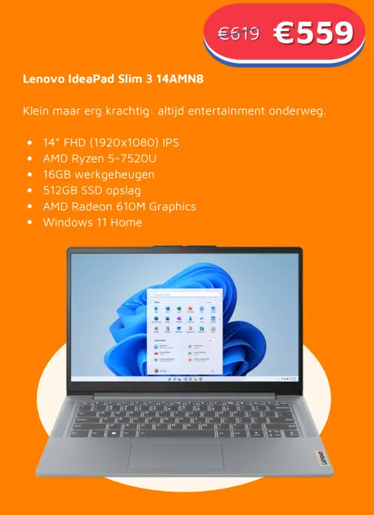 Aanbieding: Lenovo IdeaPad Slim 3 14AMN8