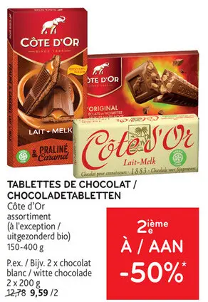 Offre: Tablettes de chocolat / Chocoladetabletten