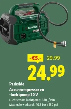 Aanbieding: Accu-compressor en -luchtpomp 20 V