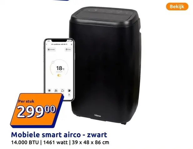 Aanbieding: Mobiele smart airco - zwart