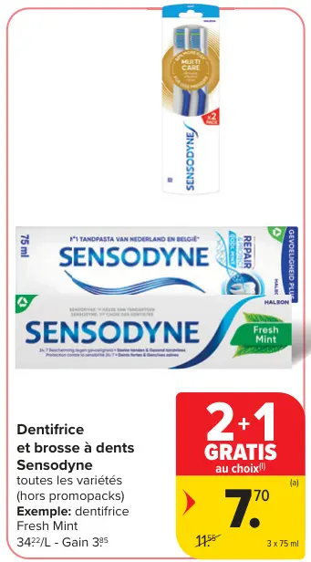 Offre: Dentifrice et brosse à dents