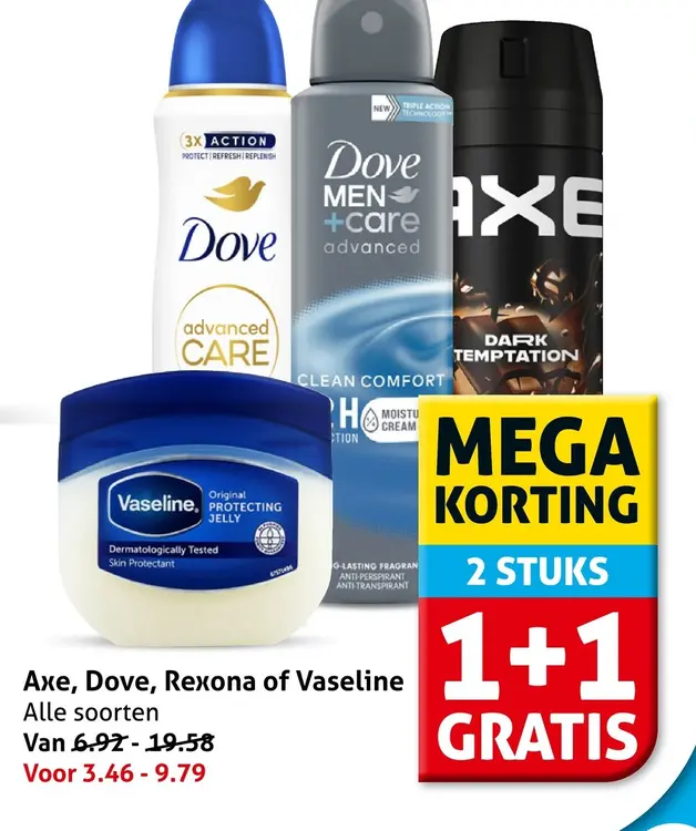 Aanbieding: Axe, Dove, Rexona of Vaseline