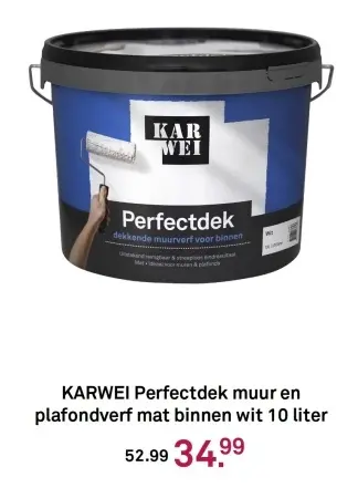 Aanbieding: Perfectdek muur en plafondverf mat binnen wit 10 liter