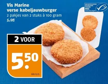 Aanbieding: Vis Marine verse kabeljauwburger