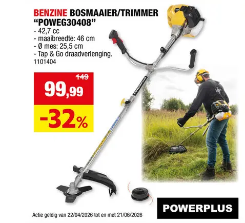 Promotie: Powerplus EG POWEG30408 benzine bosmaaier 42,7cc