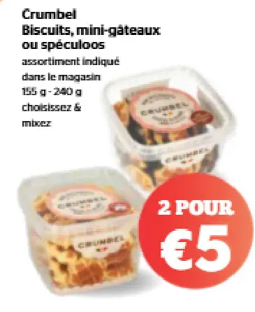 Offre: Biscuits, mini-gâteaux ou spéculoos