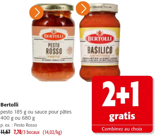 Offre: Pesto of sauce pour pâtes