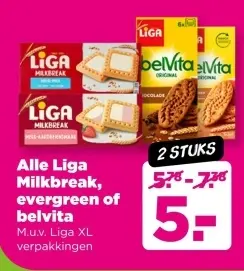 Aanbieding: Liga Milkbreak, evergreen of belvita