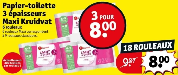 Offre: Papier-toilette 3 épaisseurs Maxi