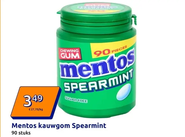Aanbieding: Mentos kauwgom Spearmint