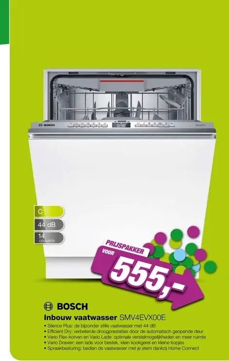 Aanbieding: BOSCH SMV4EVX00E Serie 4 Inbouw Vaatwasser