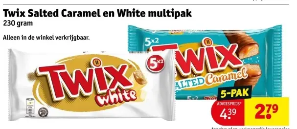 Aanbieding: Twix Salted Caramel en White multipak