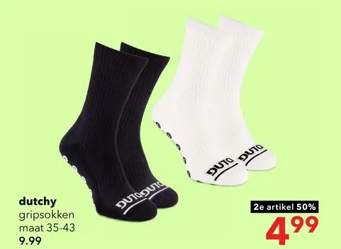 Aanbieding: 2 paar Dutchy gripsokken wit