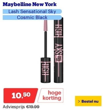 Aanbieding: Maybelline New York - Lash Sensational Sky High - Cosmic Black - Zwart - Lengte Mascara - 7,2 ml