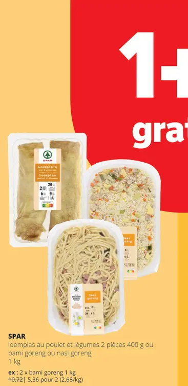 Offre: Loempias au poulet et légumes ou bami goreng 