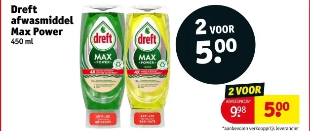 Aanbieding: Dreft afwasmiddel Max Power