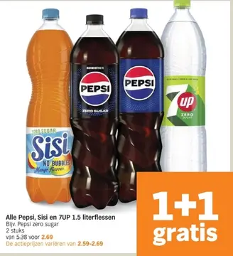 Aanbieding: Pepsi, Sisi en 7UP 1.5 literflessen