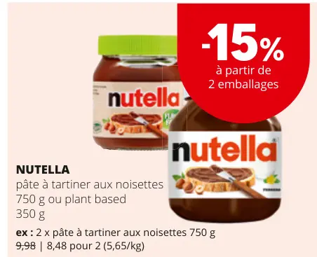 Offre: Pâte à tartiner aux noisettes