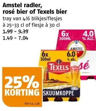 Aanbieding: Amstel radler, rosé bier of Texels bier