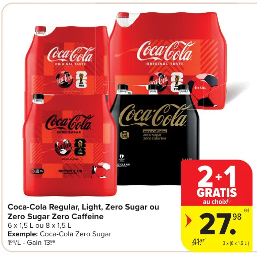 Offre: Coca-Cola Regular, Light, Zero Sugar ou Zero 