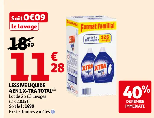 Offre: Lessive liquide 4 en 1 X-TRA total