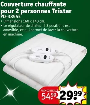 Offre: Couverture chauffante pour 2 personnes Trista